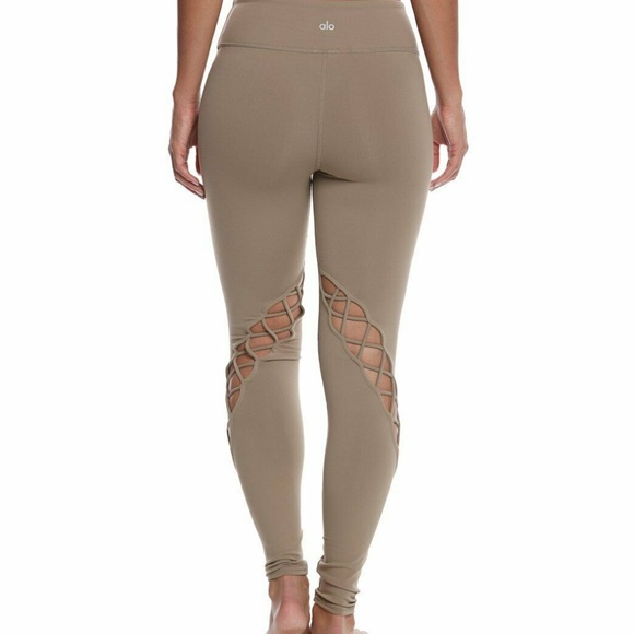 ALO Tan Leggings with Lattice Detail - Picture 3 of 10